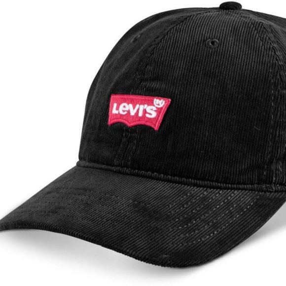 BLACK /& RED LEVI`EMBROIDERED /"BATWING/" SNAP BACK BASEBALL CAP HAT ONE SIZE NEW